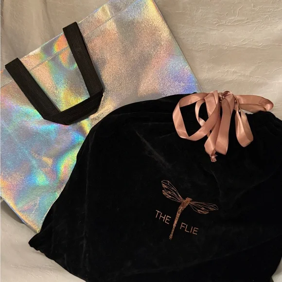 The Flie Ticket Holder Bag NEW velvet dust bag, clear stadium festival tote gift - Picture 4 of 10